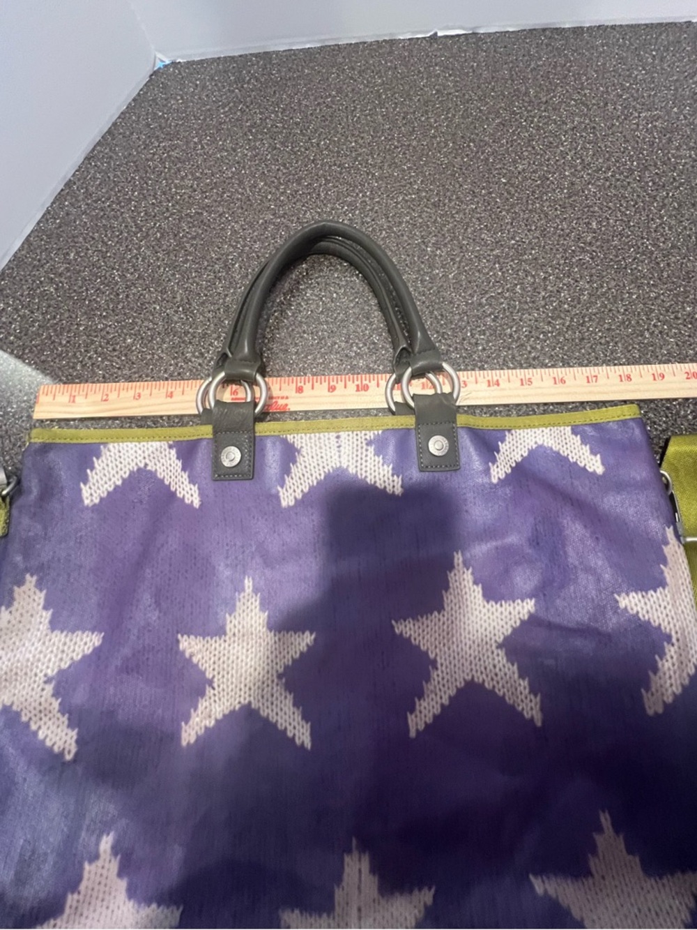 George Gina & Lucy ‘Big Star’ Purple Canvas Handbag - Bright Pink Star Applique - Picture 13 of 16
